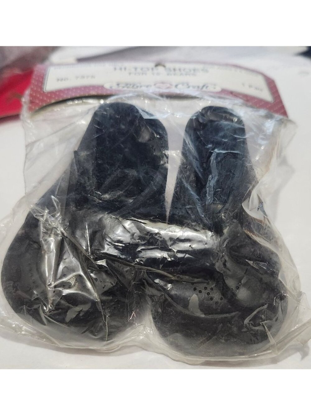 Doll high top Shoes Black with Lace New in Package #7375 1980' 3.3/8 inches long